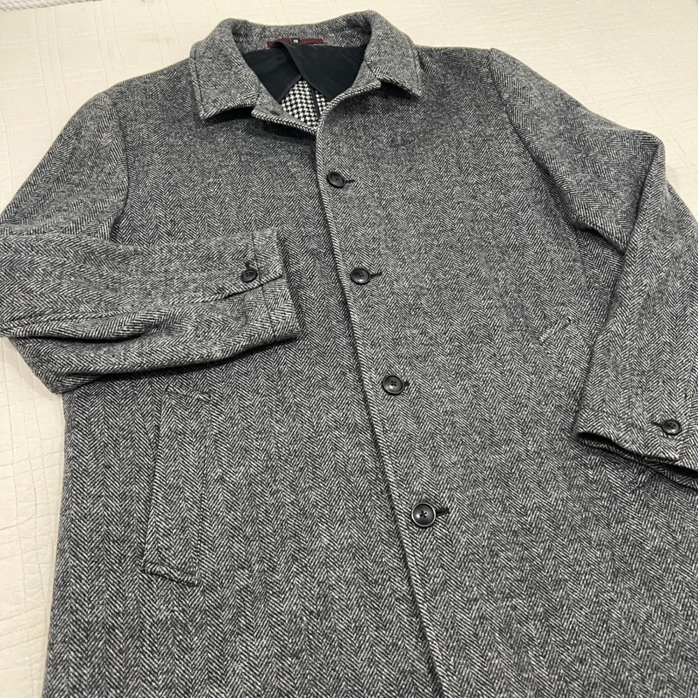 Bonobos Manteco Italian Wool Herringbone Slim Fit Car Coat Grey Mens XXL